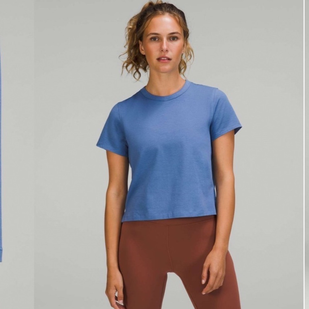 Lululemon Classic-Fit Cotton-Blend T-Shirt Blue Water Drop Size Small